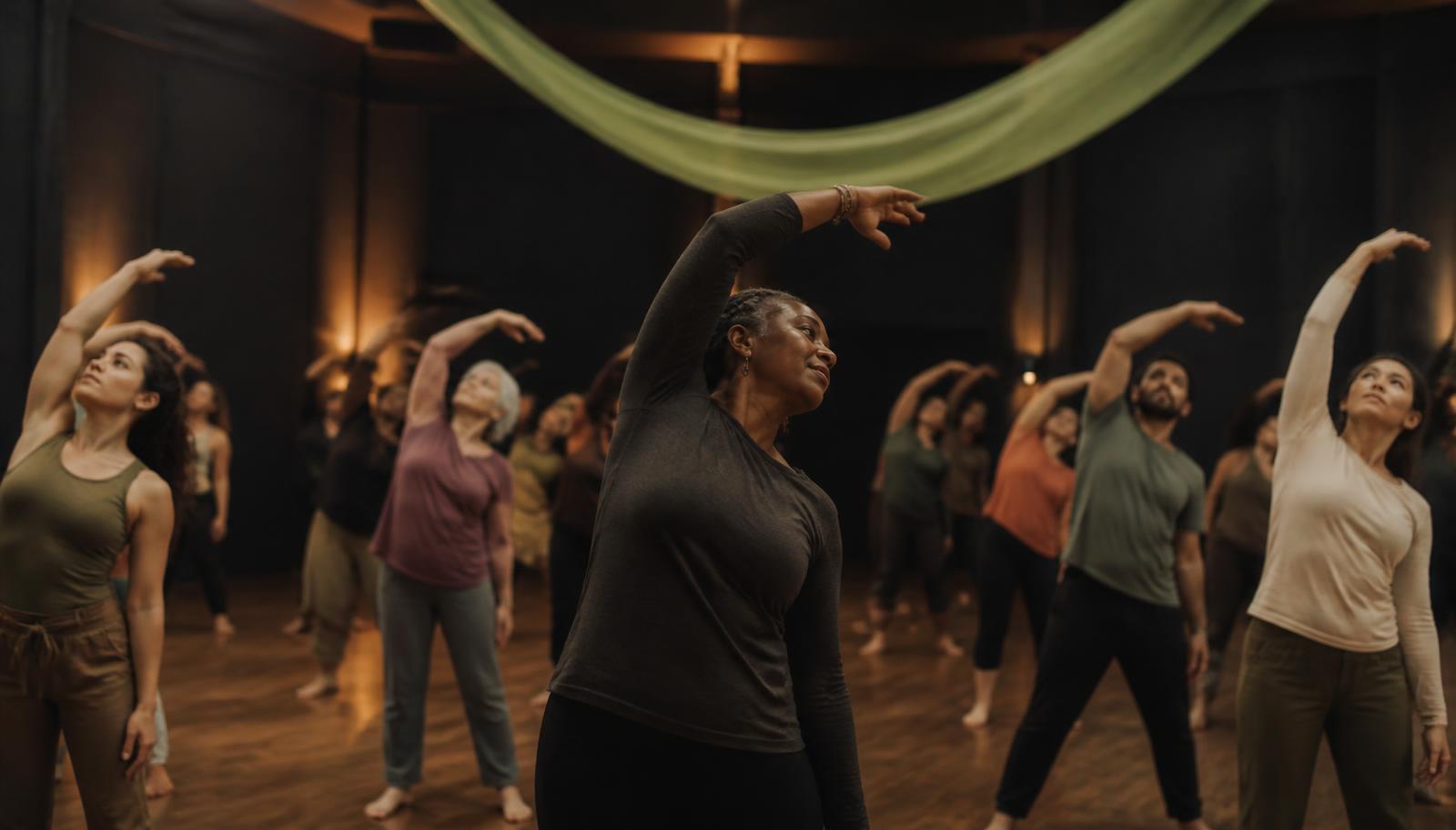 A movement class in progress at the Tempo community space